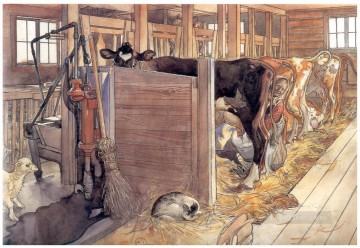  Larsson Canvas - the stable 1906 Carl Larsson